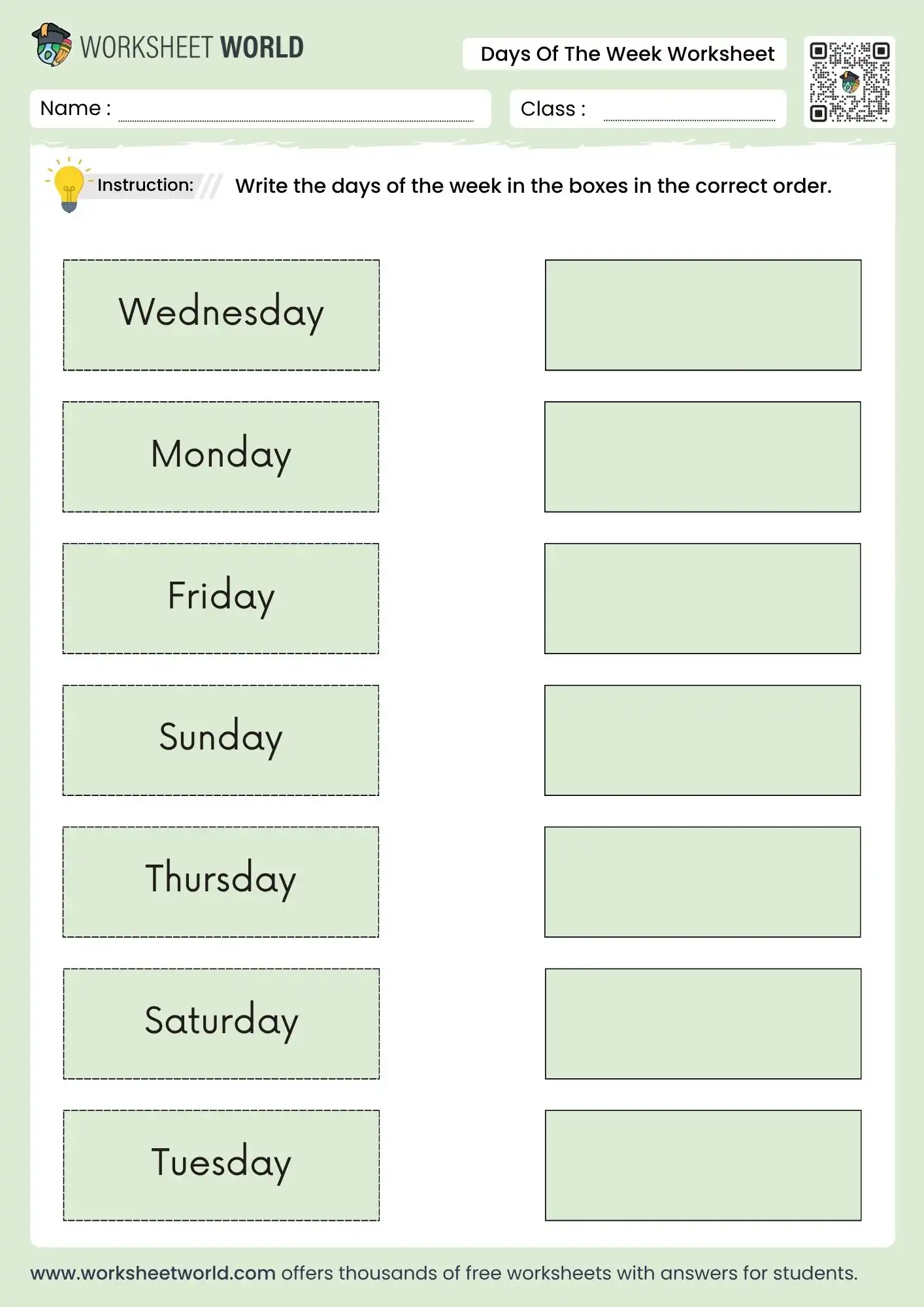 days-of-the-week-worksheet days of the week worksheet for kindergarten students