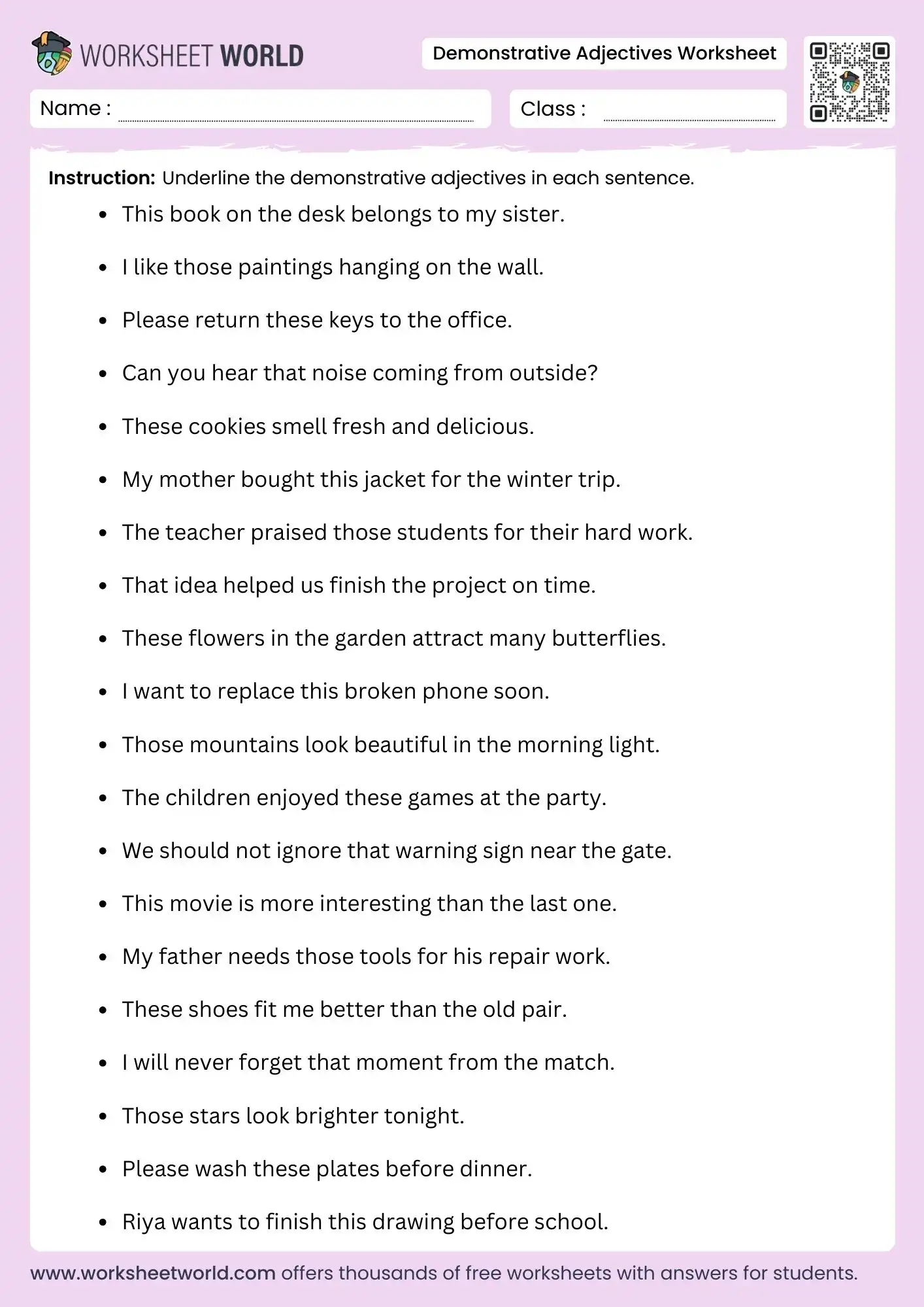 demonstrative-adjectives-worksheets demonstrative adjectives worksheets grammar practice for grade 4 grade 5 grade 6