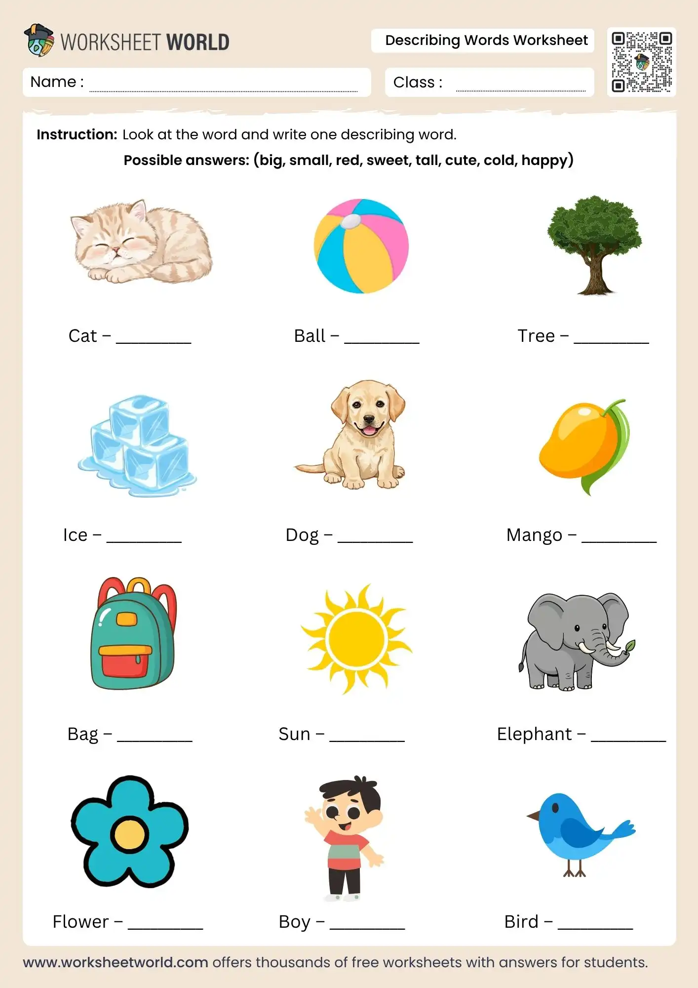 describing-words-worksheet describing words worksheet class 1 to grade 3 vocabulary printable