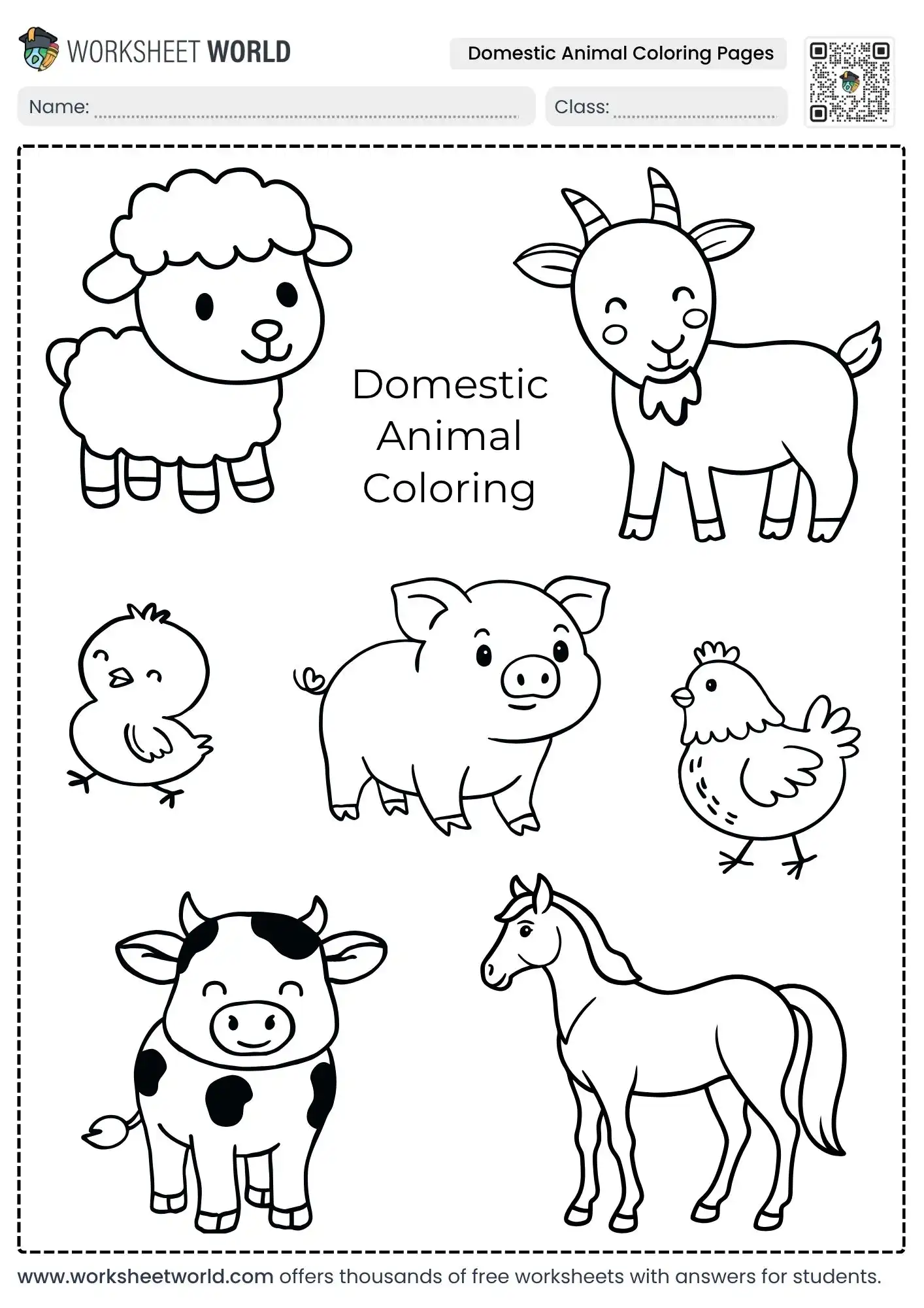 free printable domestic animal coloring pages showing multiple cute farm yard animals
