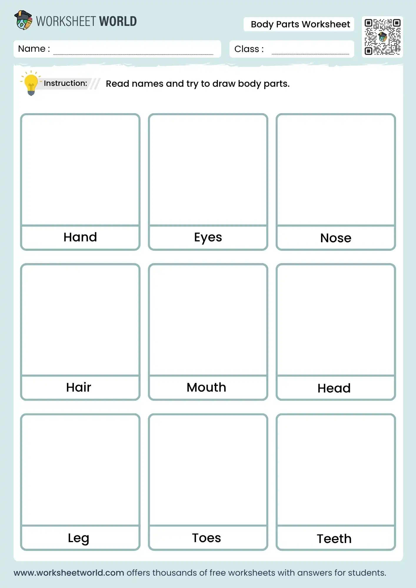 draw body parts worksheet for kids grade 1 to 4 printable activity