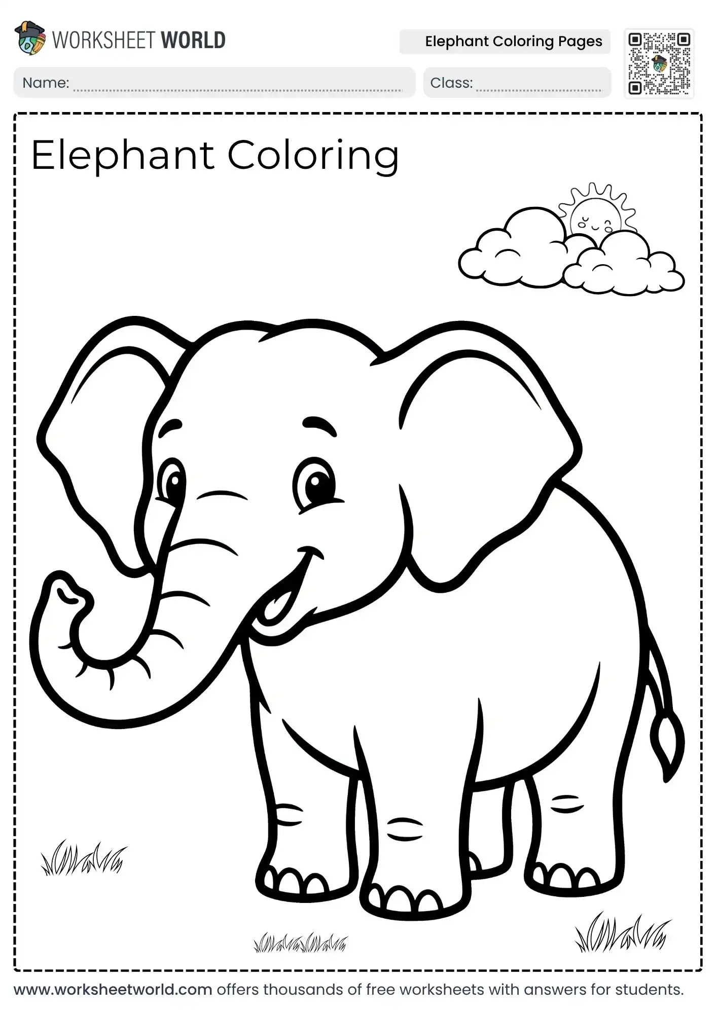 elephant-coloring-pages-1 free printable elephant coloring pages showcasing a smiling baby calf walking outdoors