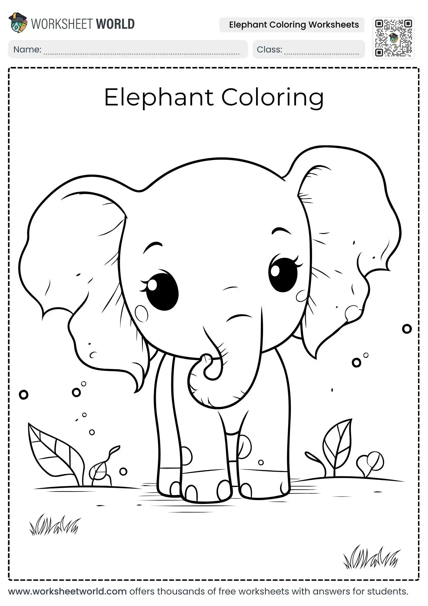 elephant-coloring-worksheets-page-1 free printable elephant coloring worksheets showing a cute baby calf standing outside