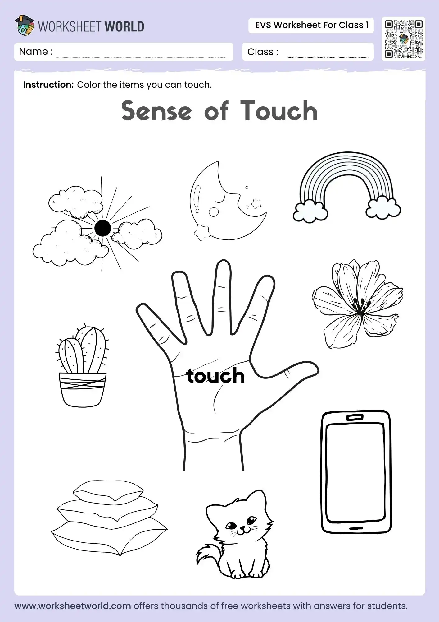 evs-worksheets-for-class-1 evs worksheets for class 1 sense of touch activity for kids