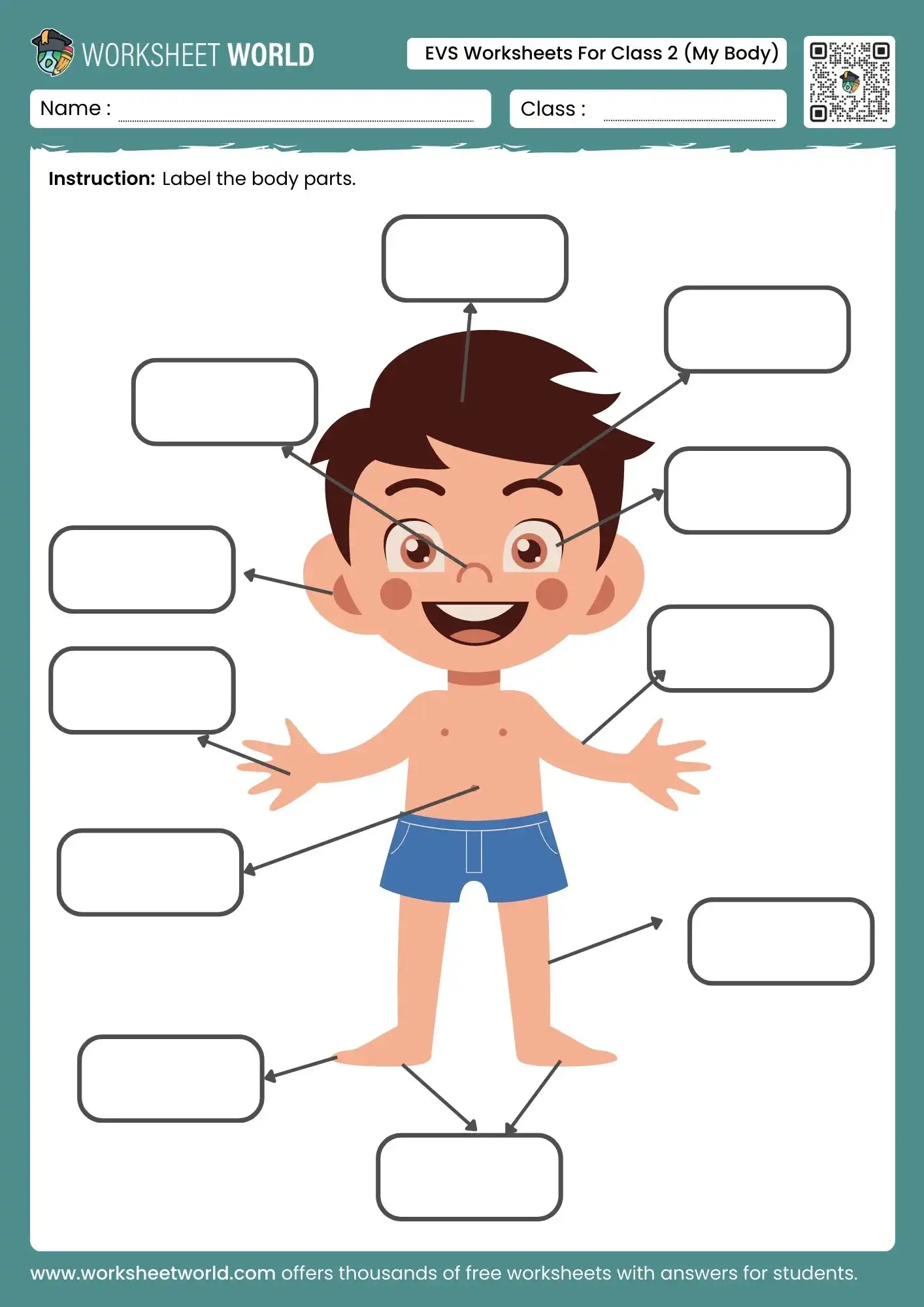 evs worksheets for class 2 my body labeling activity for kids