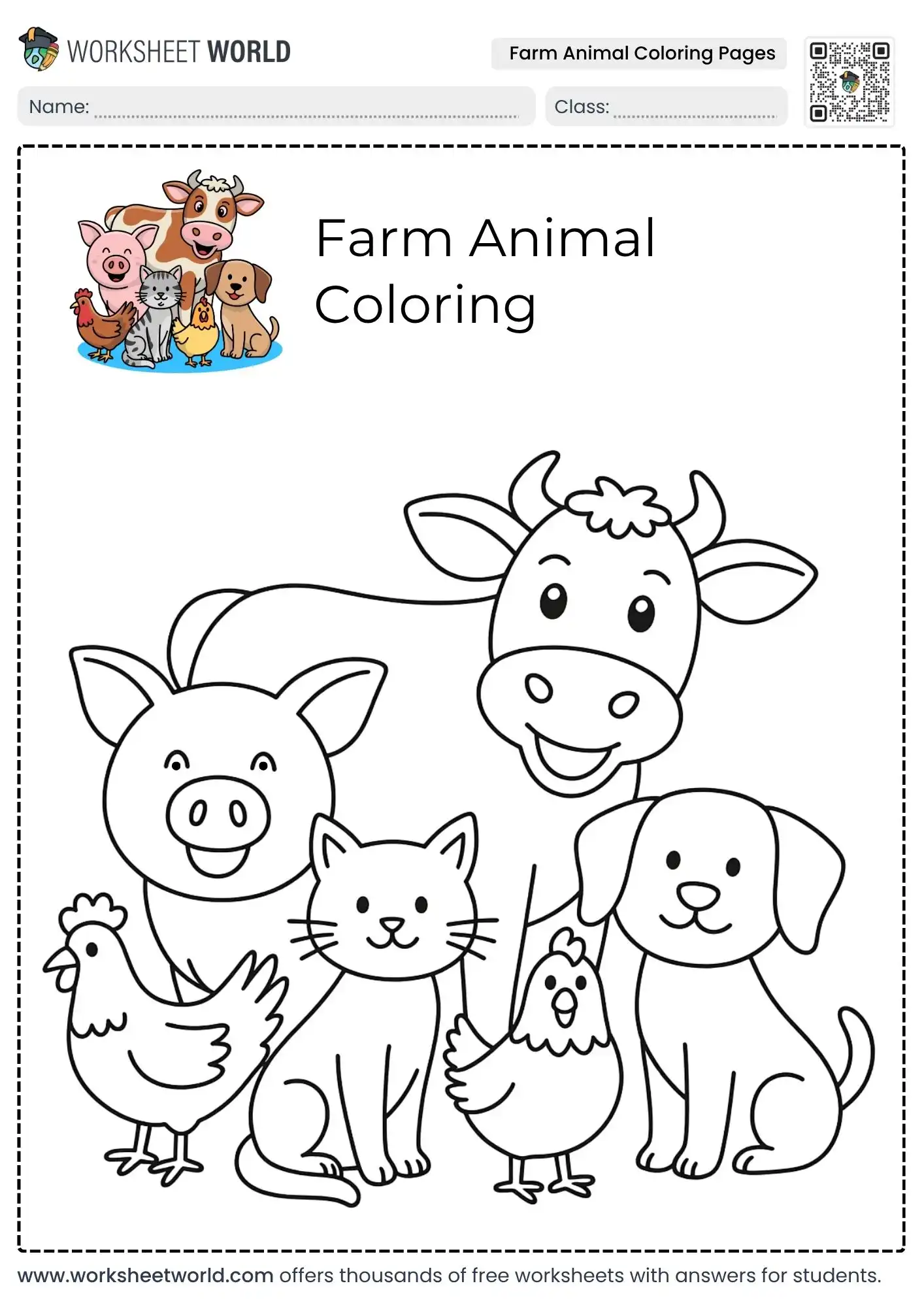 educational farm animal coloring pages displaying a happy group of barn creatures