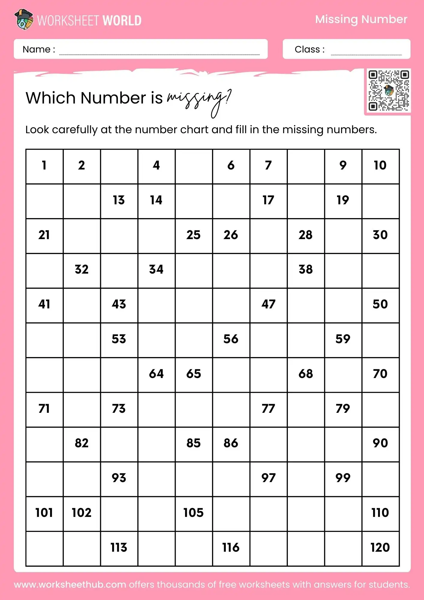 find the missing number worksheets