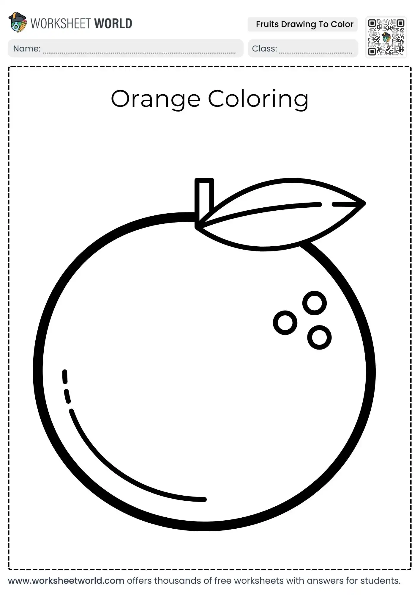 Printable Fruits Drawing To Color Pages PDF Download 2 fruits drawing to color pages free pdf orange with dots and leaf