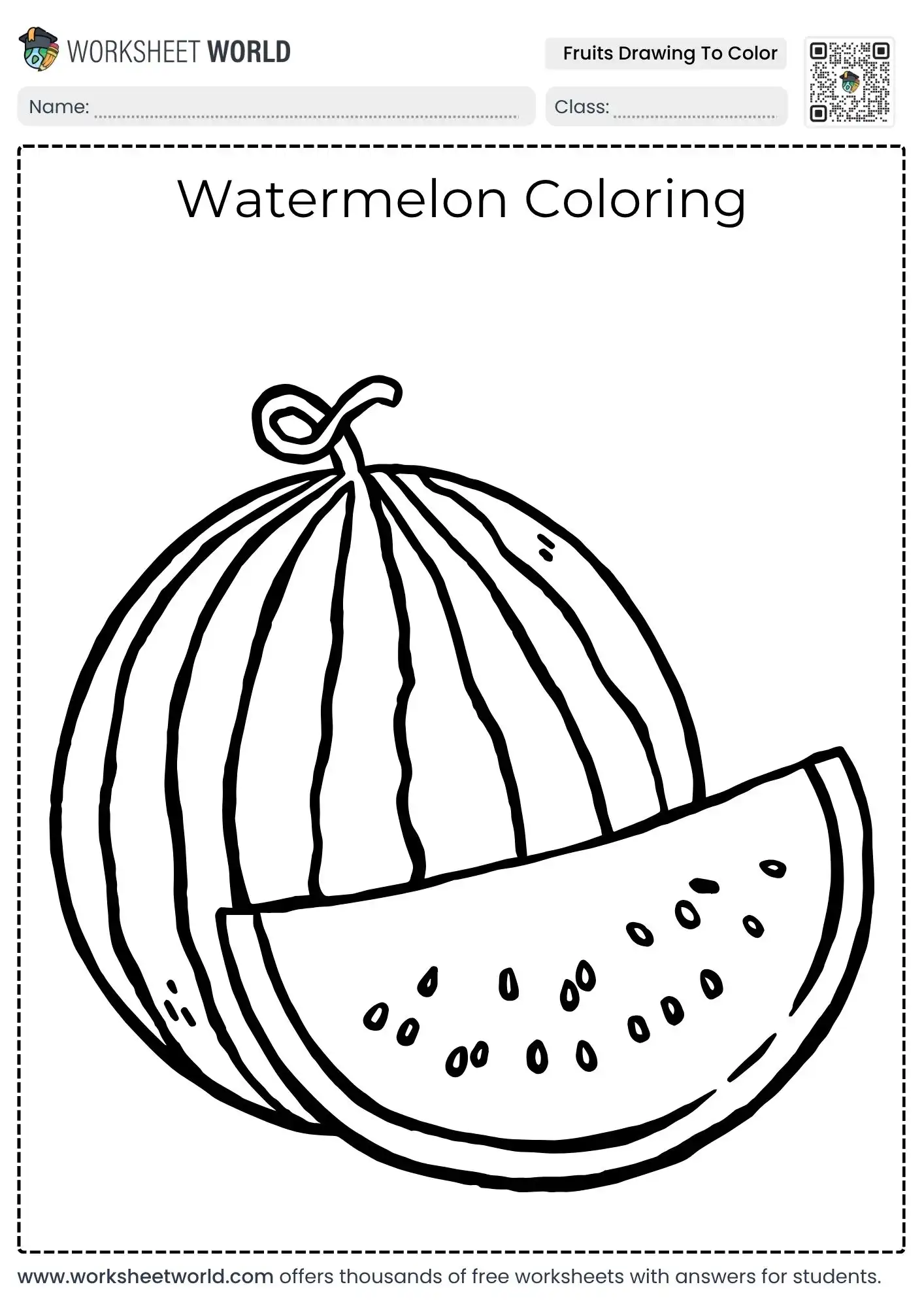 Printable Fruits Drawing To Color Pages PDF Download 3 fruits drawing to color pages printable watermelon with slice and seeds