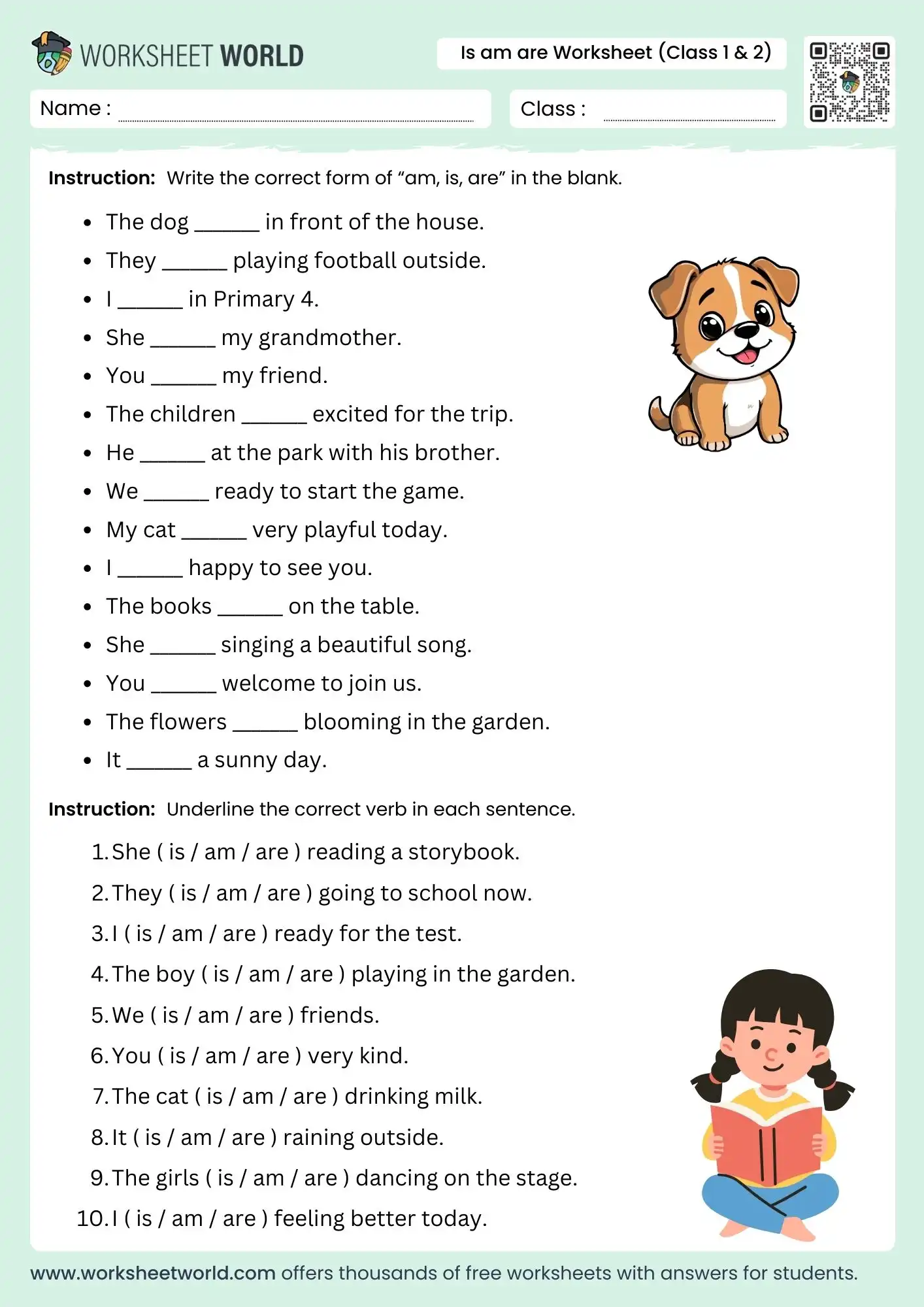 is-am-are-worksheet-for-class-1-and-class-2 is am are worksheet for class 1 and class 2 beginner grammar practice