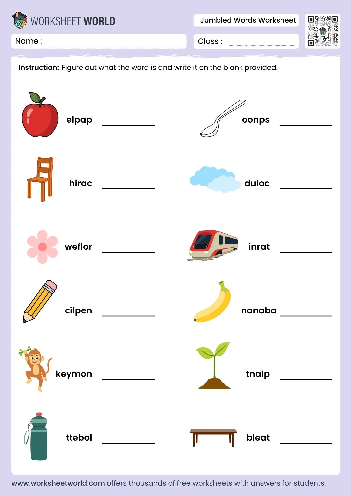jumbled-words-worksheet jumbled words worksheet class 1 class 2 printable free pdf