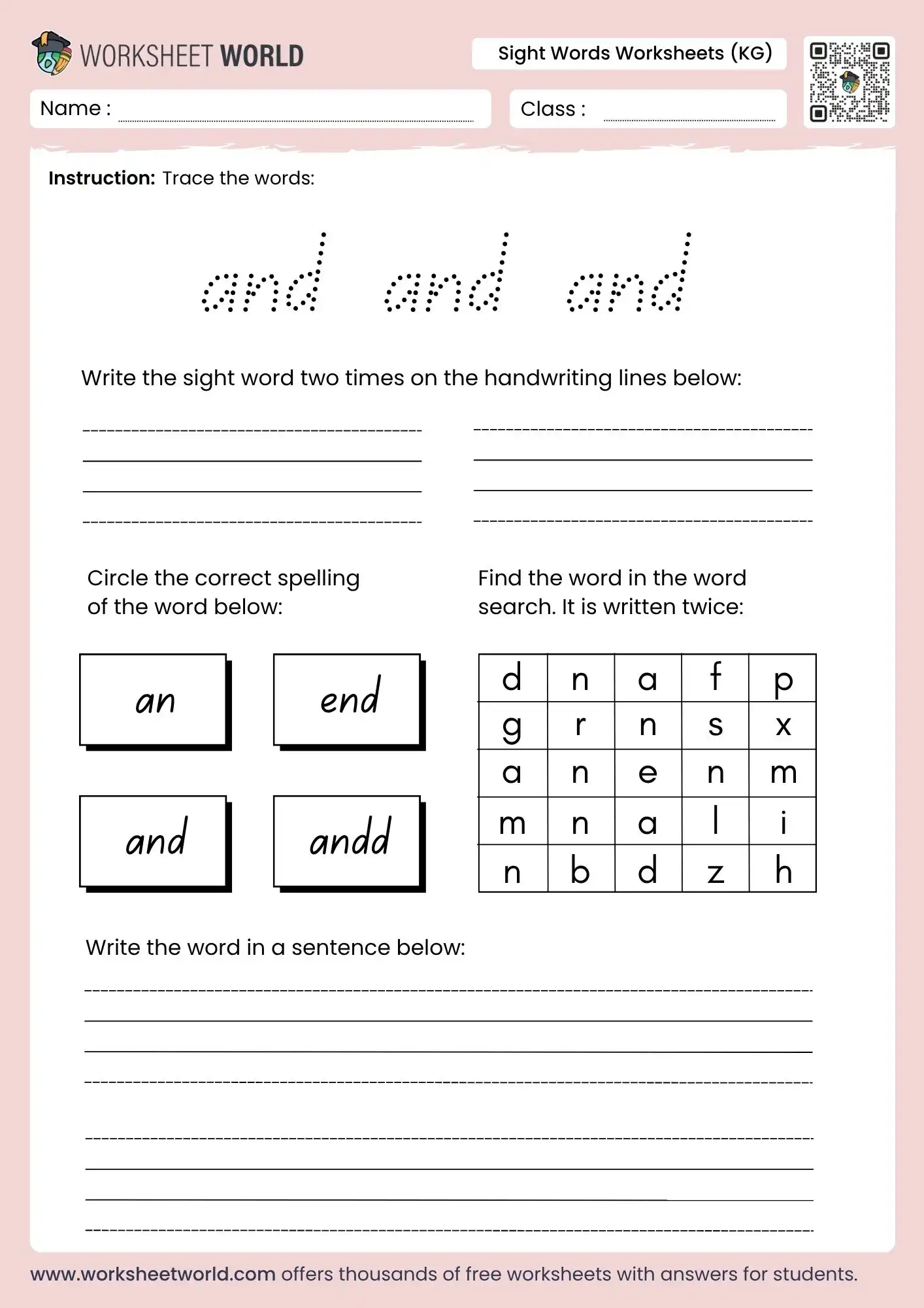 kindergarten sight words worksheets pdf tracing spelling reading practice