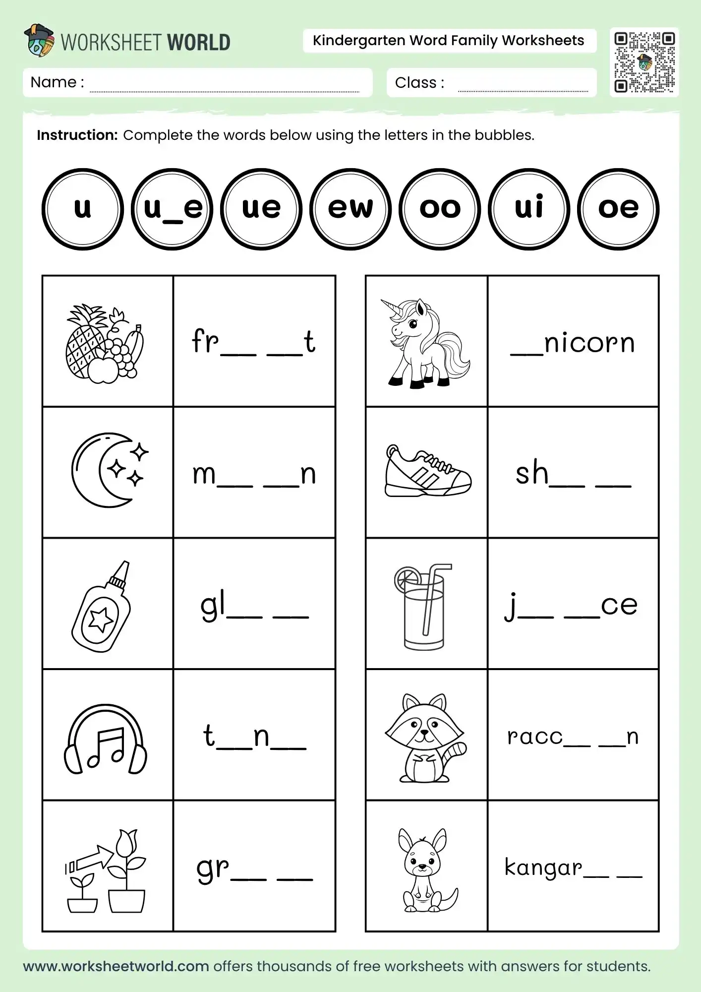 kindergarten-word-family-worksheets kindergarten word family worksheets free pdf ukg phonics practice