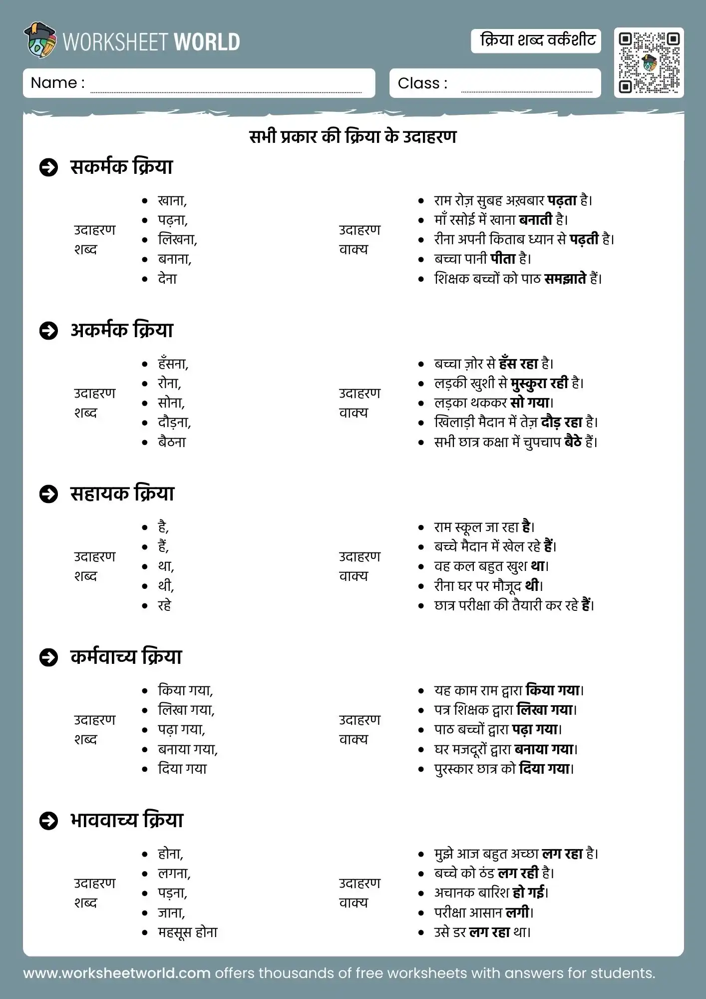 kriya-shabd-hindi kriya shabd hindi worksheet class 2 to 5