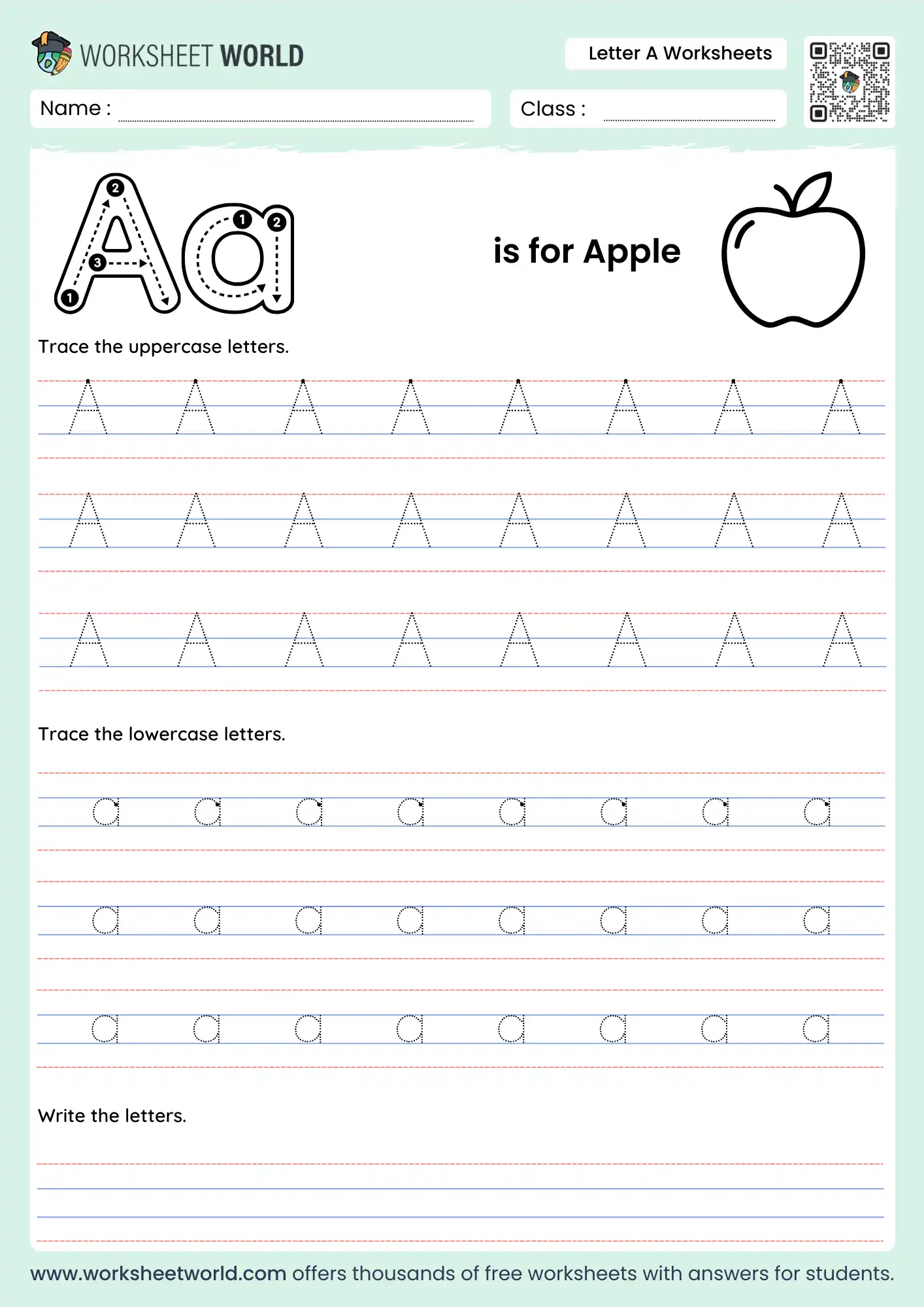 letter a worksheets for preschool and kindergarten free printable tracing