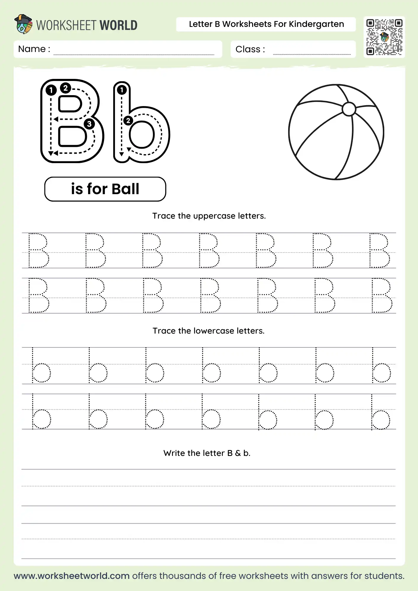 letter b worksheets for kindergarten featuring uppercase and lowercase tracing rows