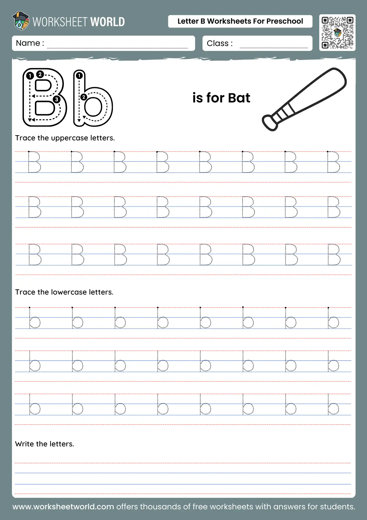 letter b worksheets for preschool featuring uppercase and lowercase tracing lines