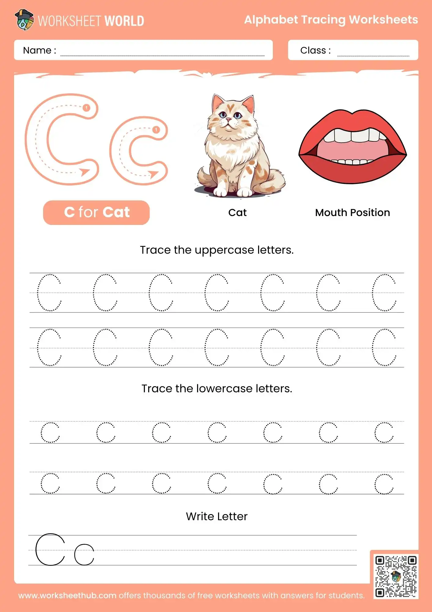 letter c alphabet tracing worksheets