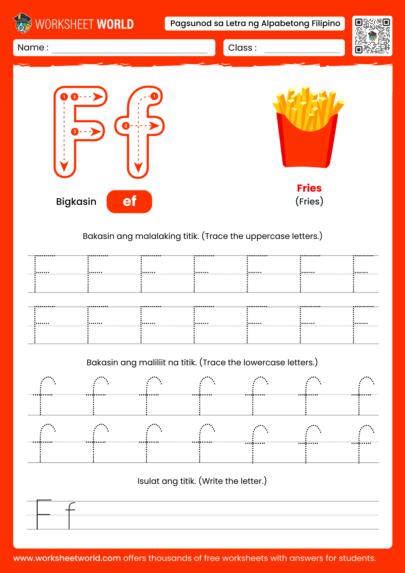 pagbakas ng titik f- letter f filipino alphabet tracing worksheet with flute picture