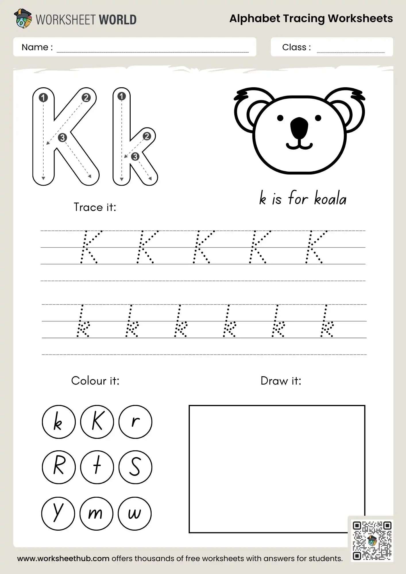 letter k alphabet tracing worksheets pdf