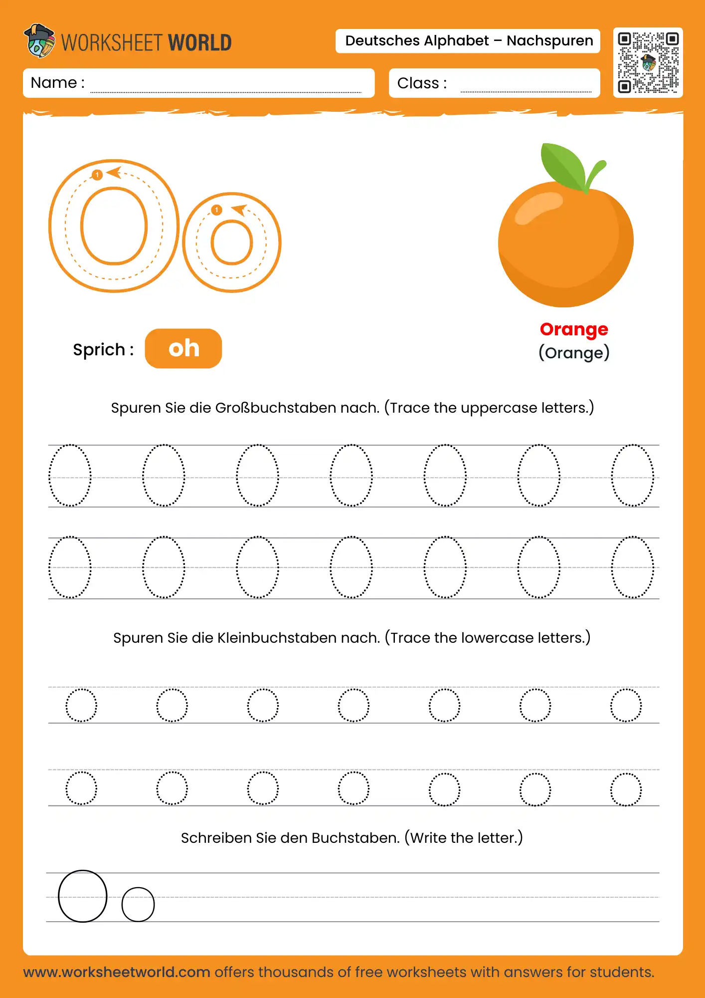 letter o german alphabet tracing worksheet with ox picture