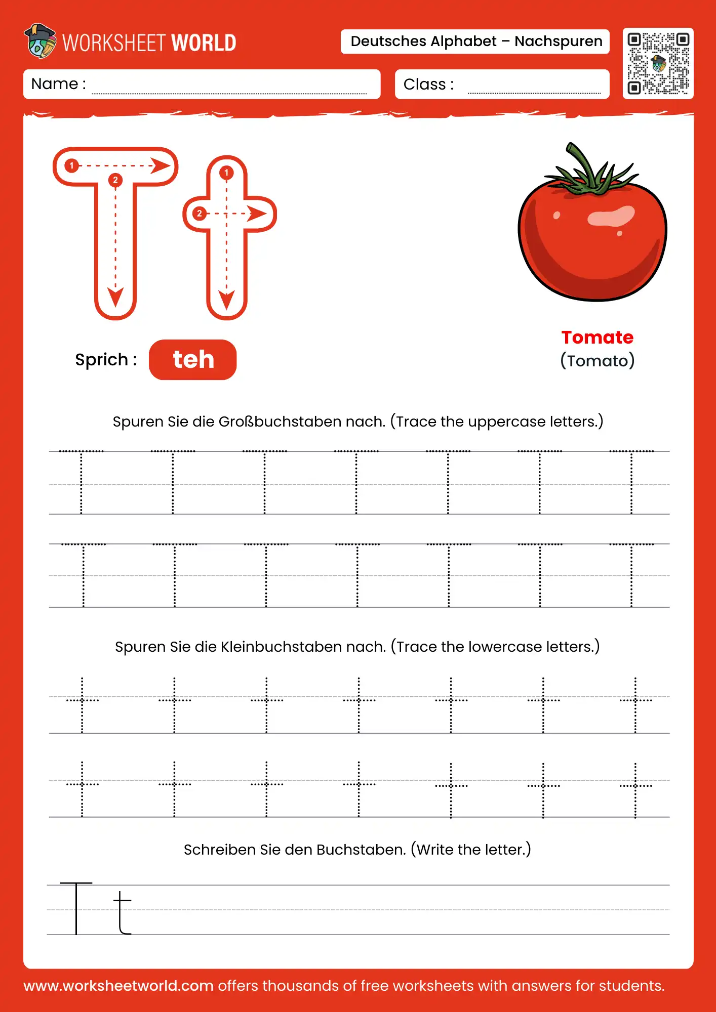 letter t german alphabet tracing worksheet with tomato picture