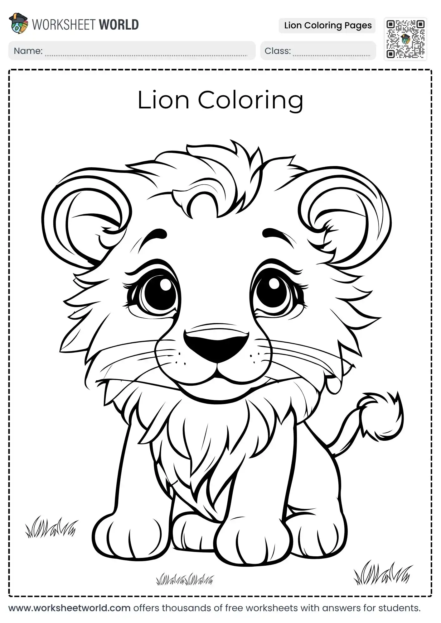 lion-coloring-pages-1 free printable lion coloring pages featuring a cute smiling baby cub sitting down