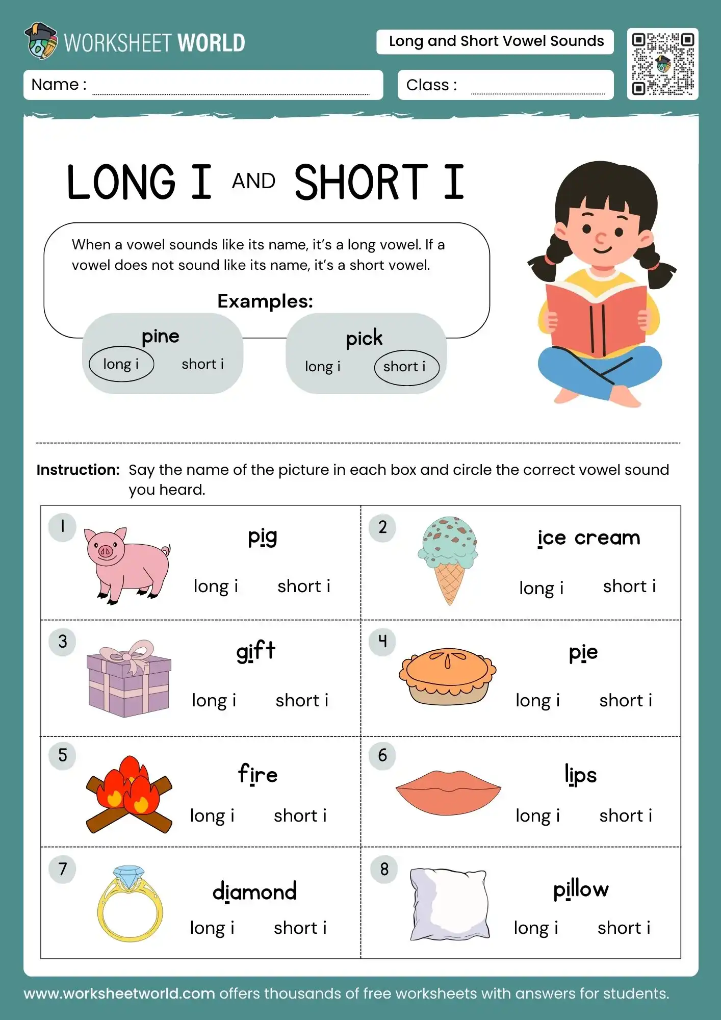long and short vowel sounds worksheets for kindergarten grade 1 phonics practice