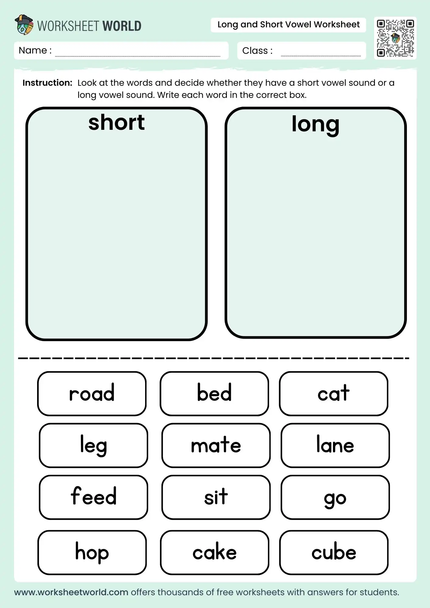 long and short vowel worksheets kindergarten grade 1 grade 2