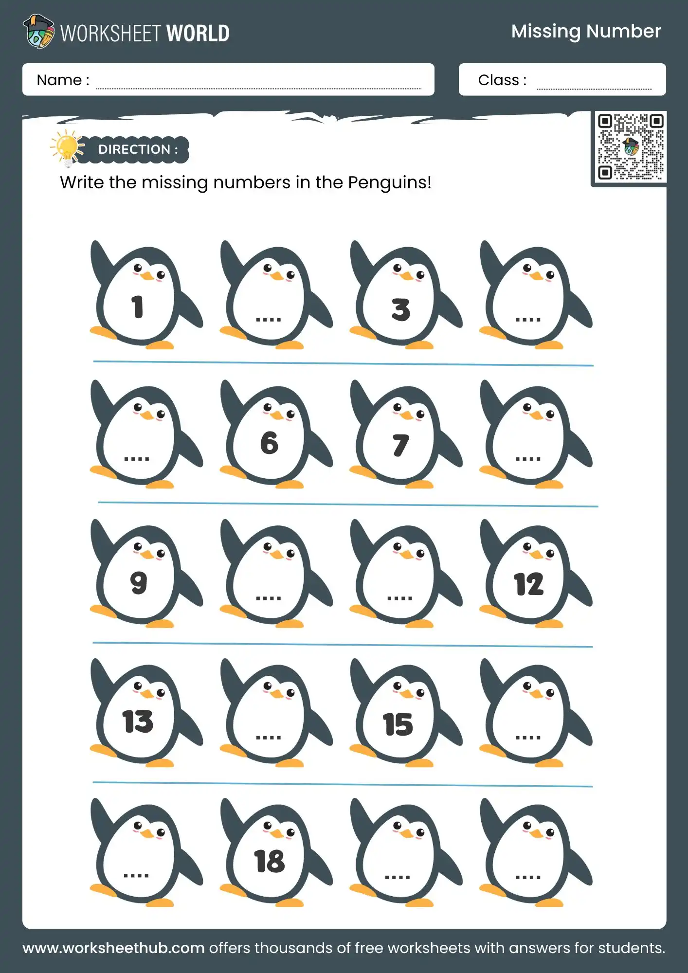 missing number worksheets 1 to 20