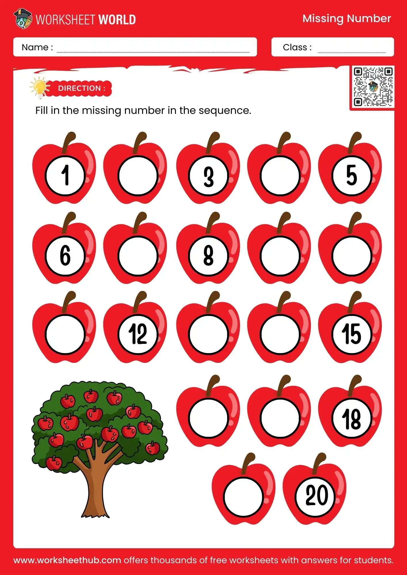 missing numbers worksheet 1 to 10