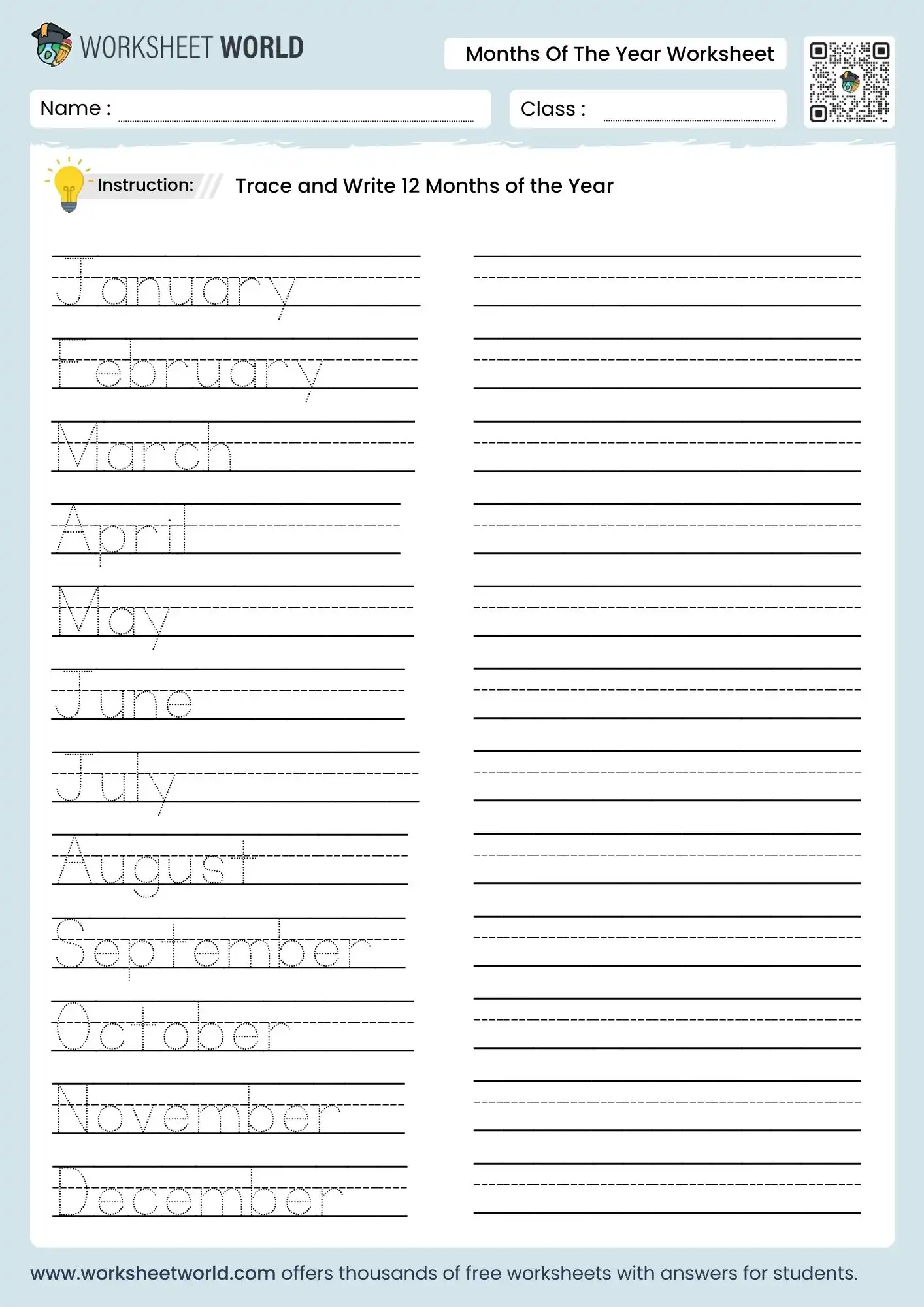 months of the year worksheets for kindergarten free printable pdf