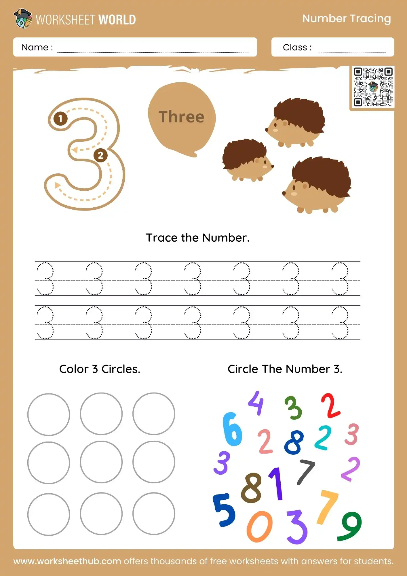 no 3 preschool number tracing worksheets ukg