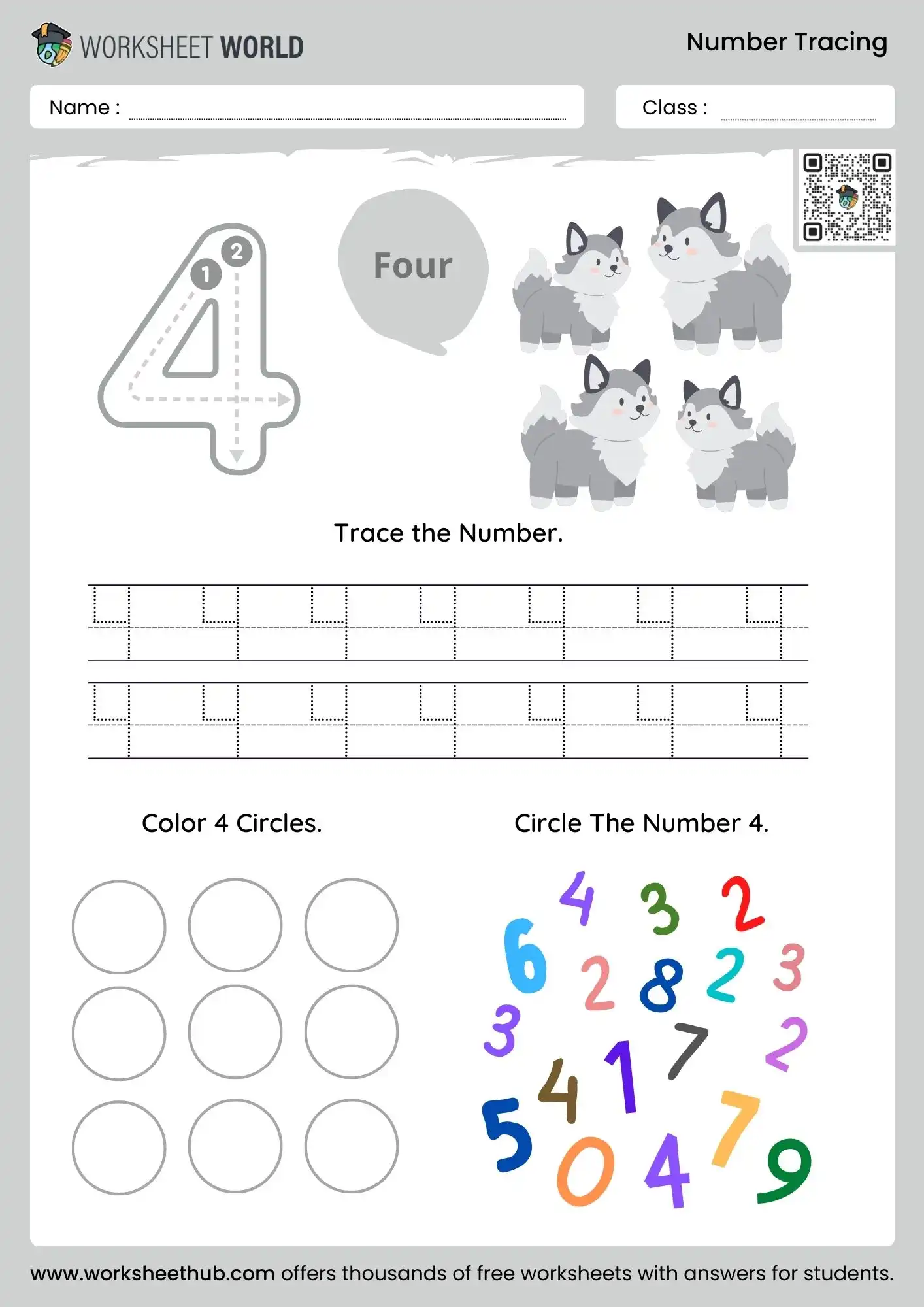 no 4 preschool number tracing worksheets kindergarten