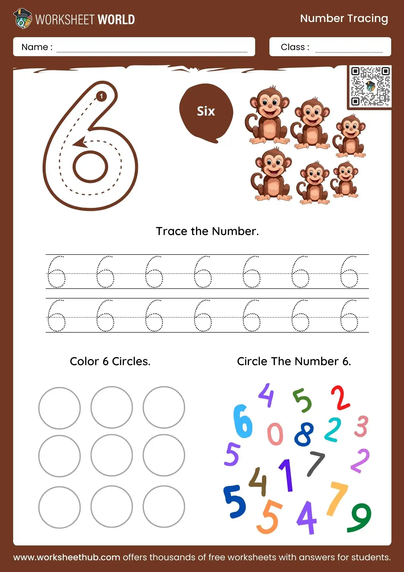 no 6 preschool number tracing worksheets free
