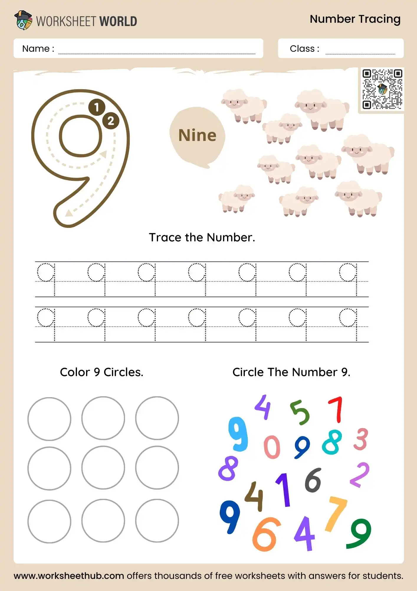 no 9 preschool number tracing worksheets handwriting