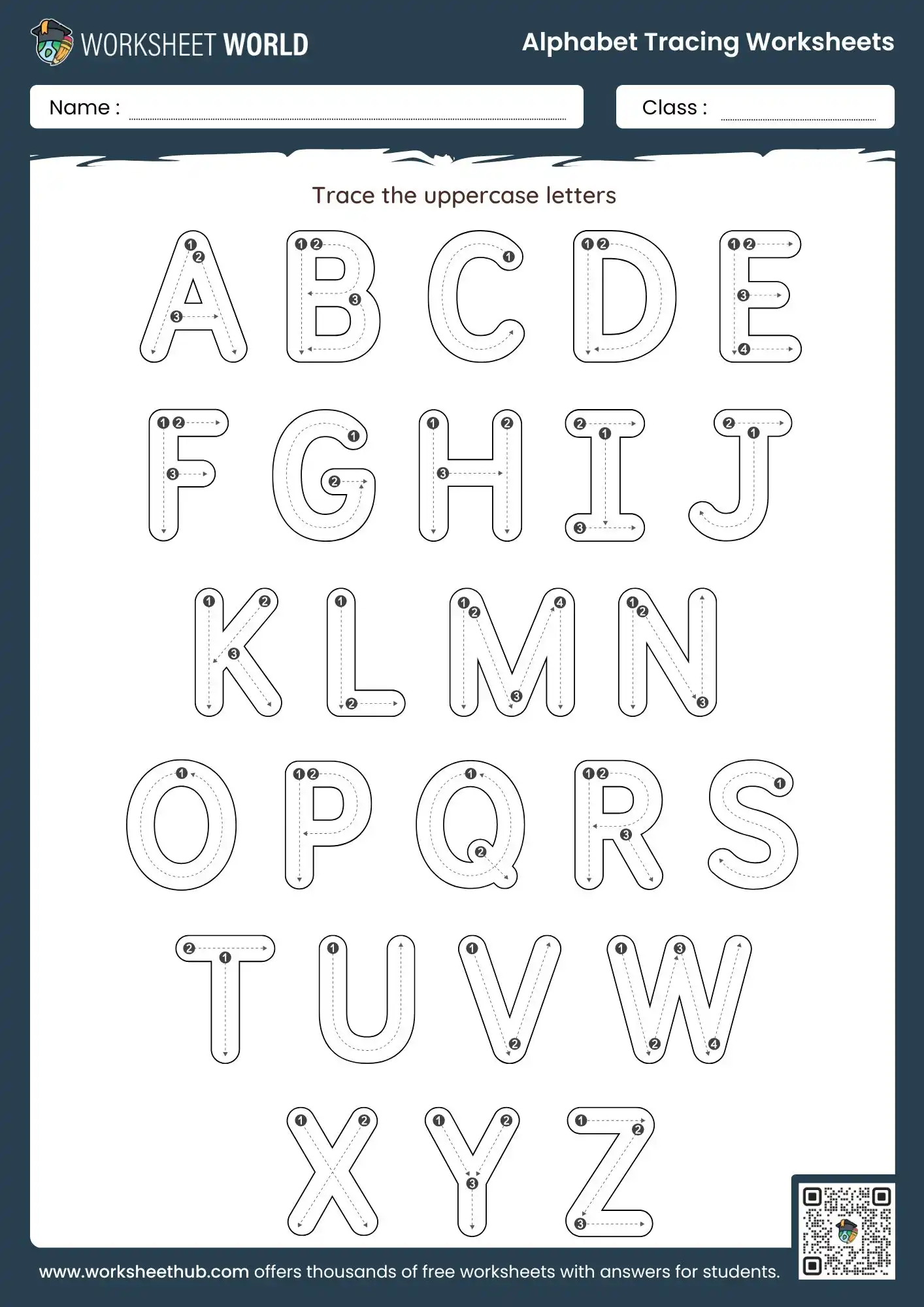 a to z preschool alphabet tracing worksheets