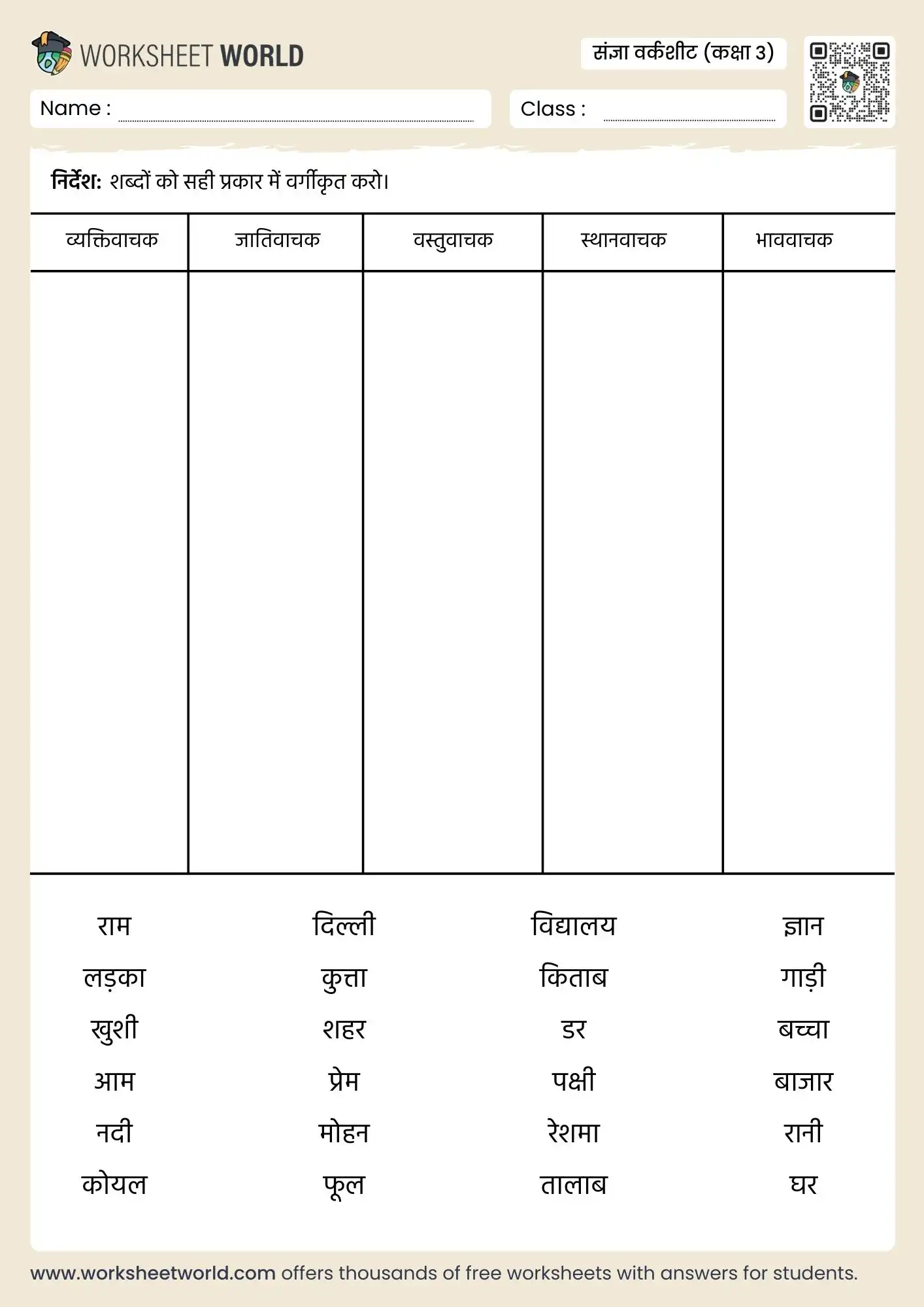 sangya-worksheet-for-class-3 sangya worksheet for class 3 noun classification worksheet