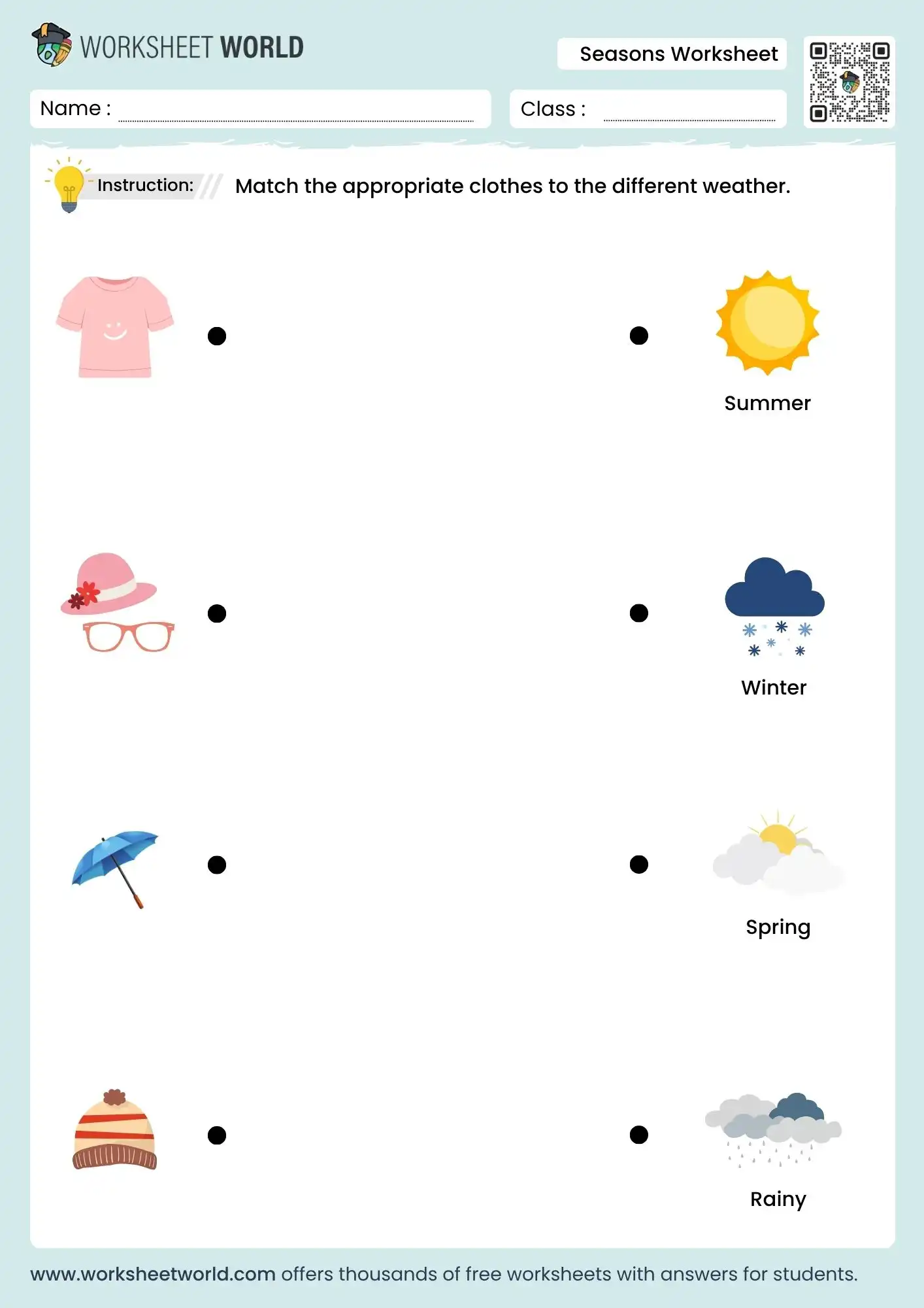 seasons and clothes worksheet for kids free printable pdf