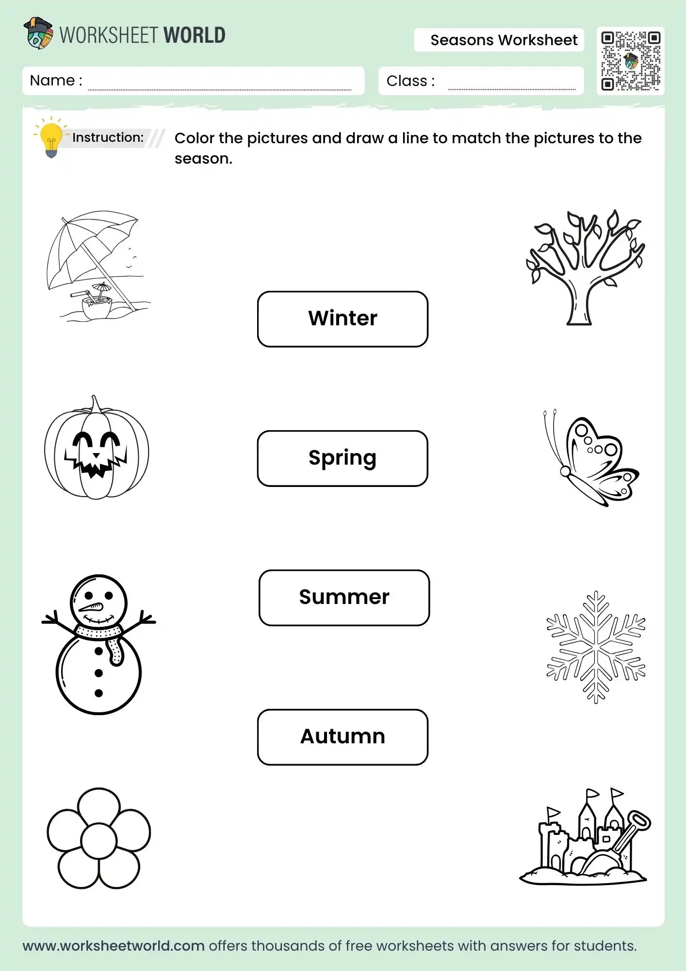 seasons worksheet for kindergarten and preschool free printable pdf