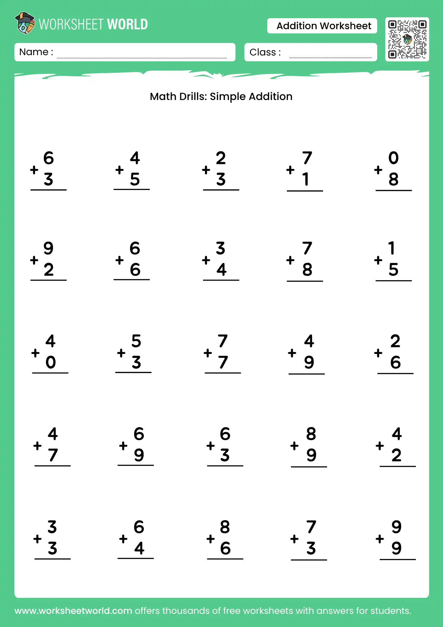 simple addition worksheets for lkg ukg pdf