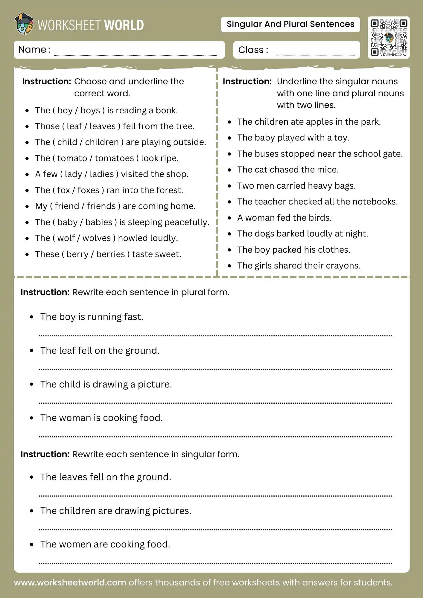 singular-and-plural-sentences-worksheets singular and plural sentences worksheets grammar practice for kids