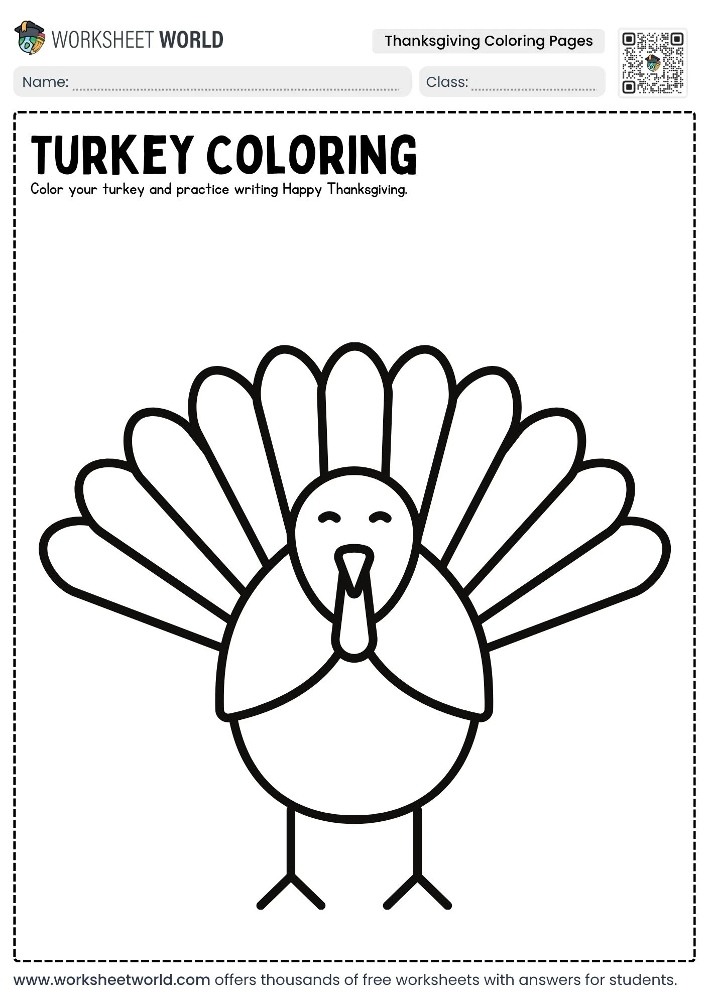 Free Printable Thanksgiving Coloring Pages For Kids 1 printable thanksgiving coloring pages displaying a happy turkey