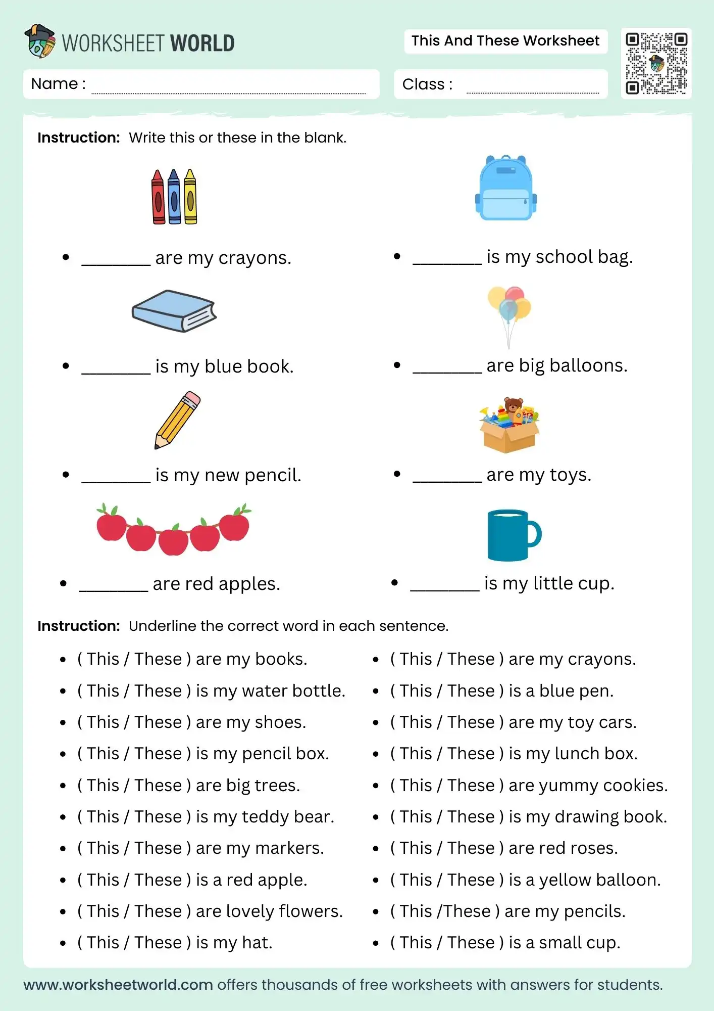 this-and-these-worksheet this and these worksheet for ukg class 1 class 2 grammar practice