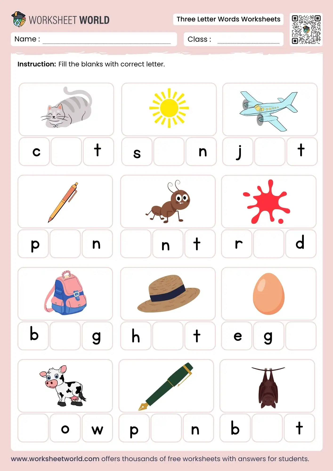 three-letter-words-worksheets three letter words worksheets free pdf lkg ukg grade 1