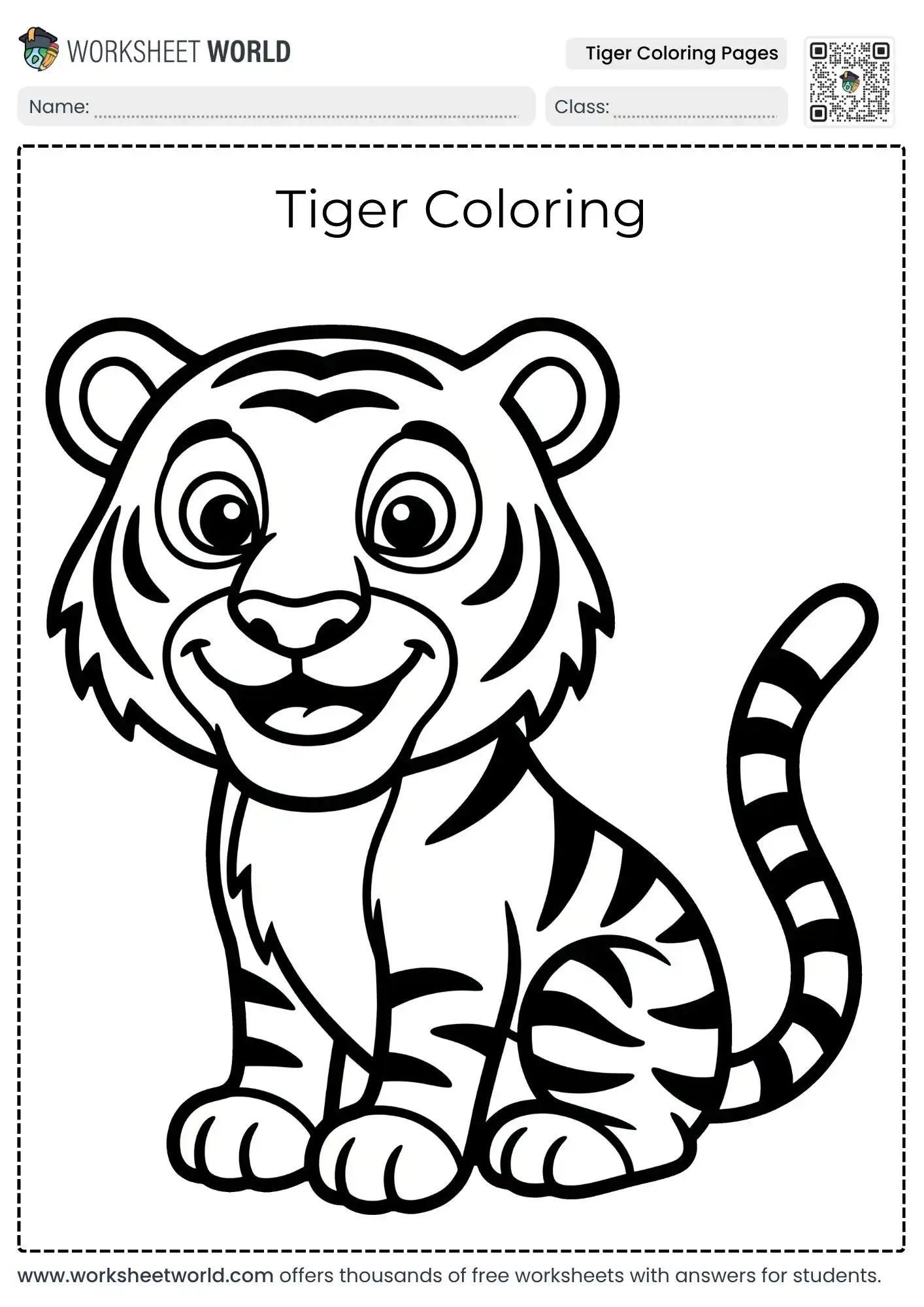 Free Printable Tiger Coloring Pages For Kids (Free PDF) 1 educational tiger coloring pages displaying a happy baby tiger cub sitting down