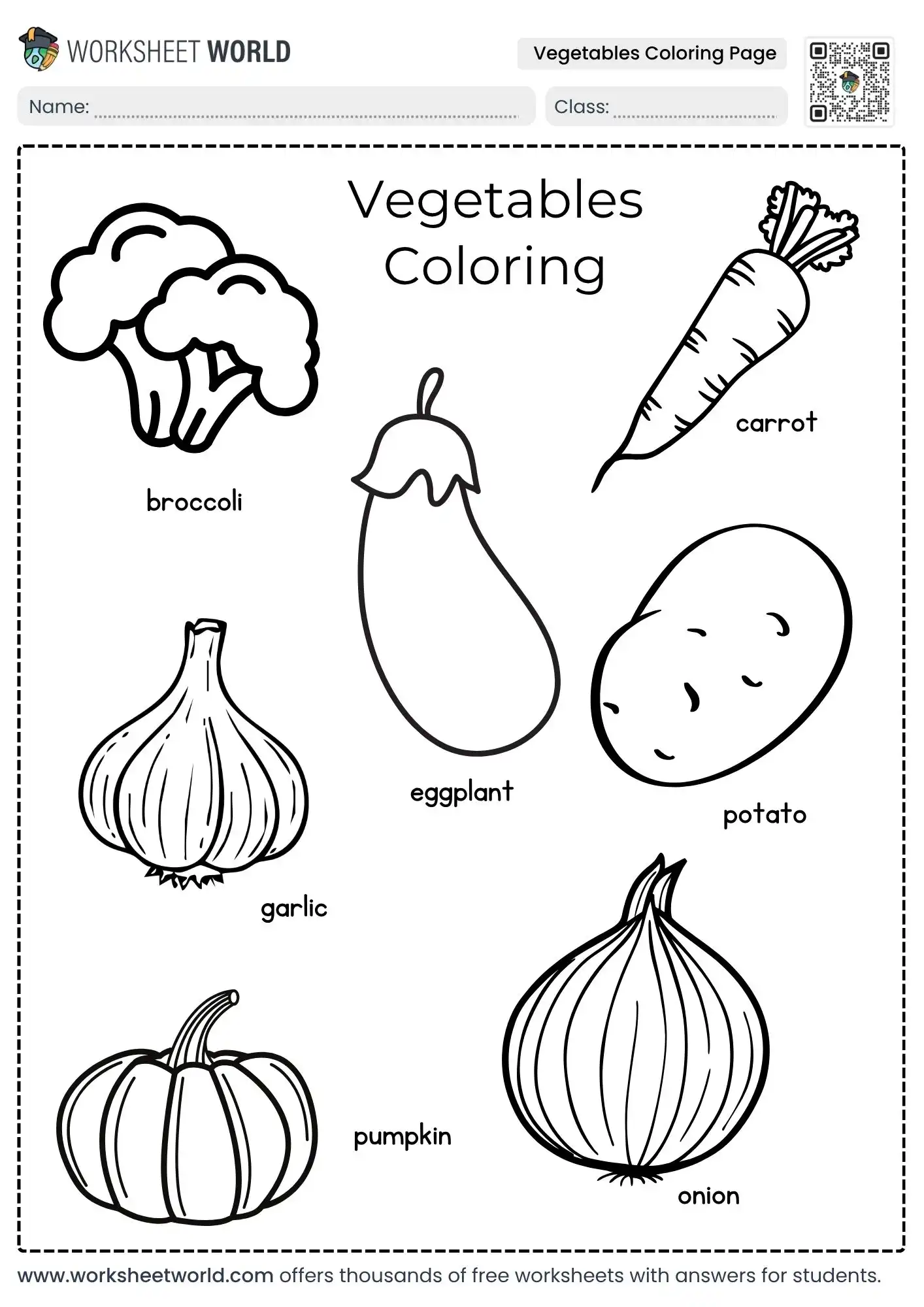 vegetables coloring page free printable broccoli carrot garlic eggplant potato pumpkin onion