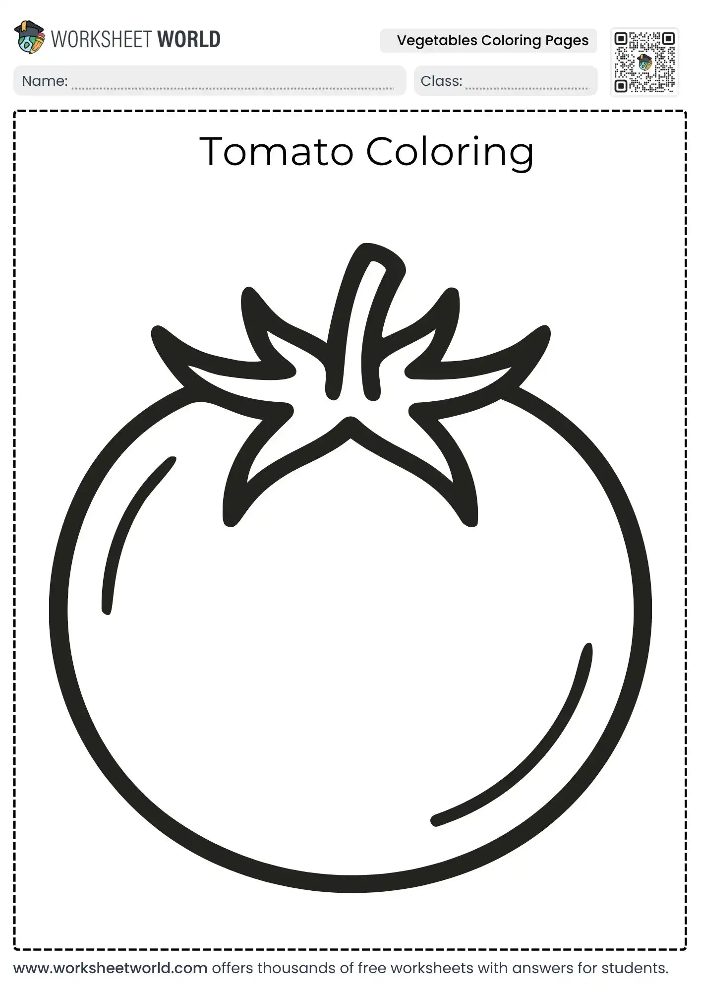 Free Printable Vegetables Coloring Pages PDF Collection For Kids 1 simple free vegetables coloring pages showing a large fresh tomato