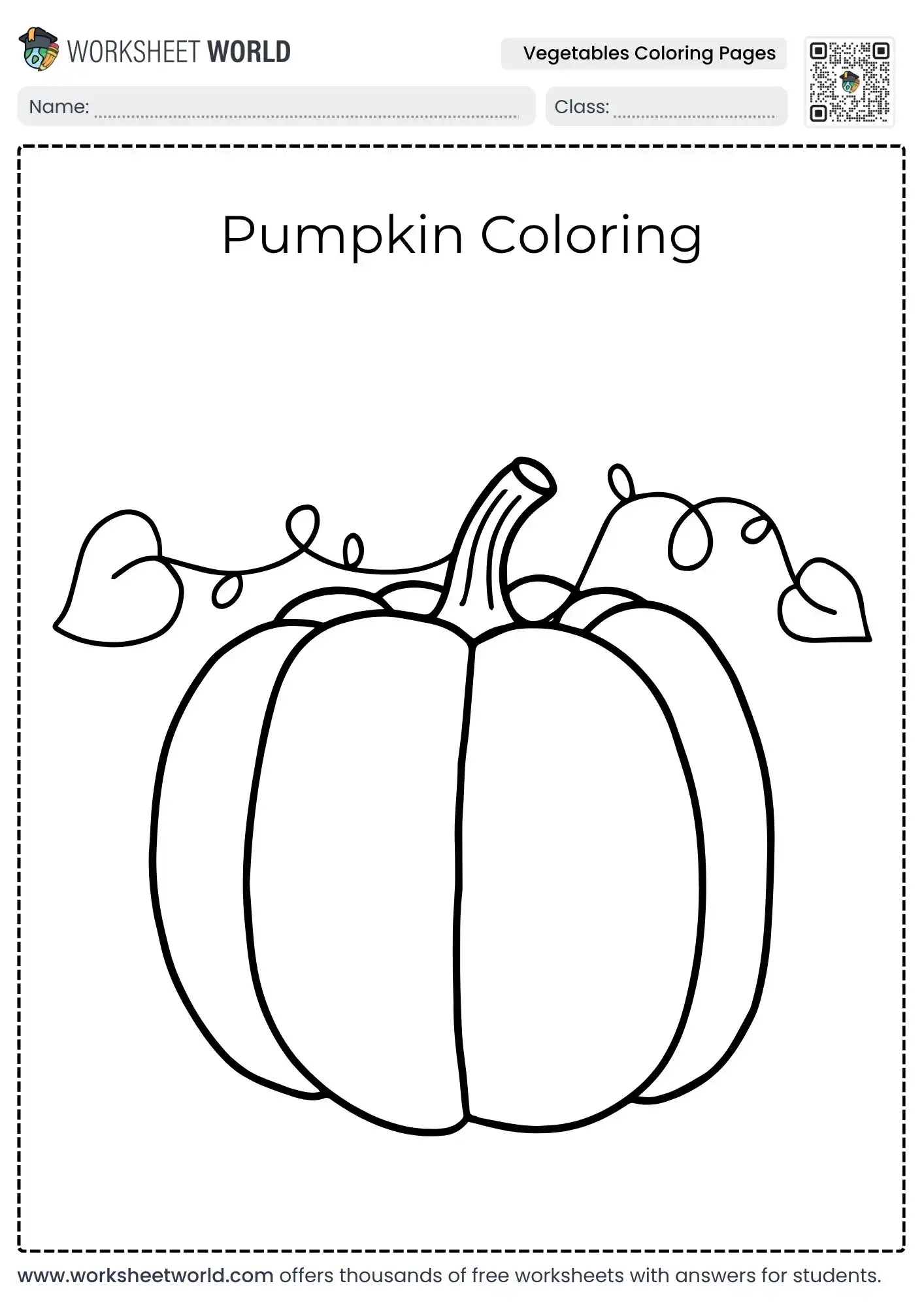 Free Printable Vegetables Coloring Pages PDF Collection For Kids 2 fun printable vegetables coloring pages displaying a pumpkin with vines