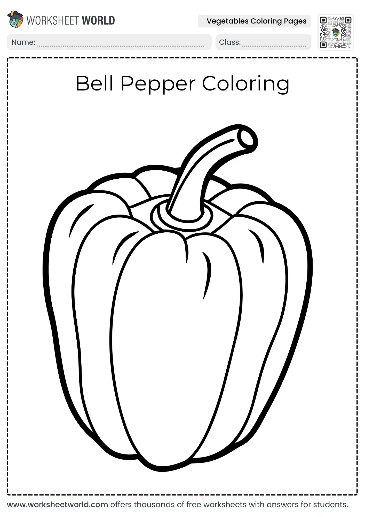Free Printable Vegetables Coloring Pages PDF Collection For Kids 3 educational vegetables coloring pages worksheet showing a bell pepper